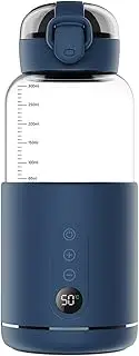SaZaK Portable Water Warmer for Baby Formula 300ml Capacity Precise Temperature Control Built-in Battery Wireless Instant Water Warmer Electric Kettle for Car Travel Outdoor Blue