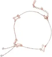 COLLBATH Anklet Foot Chain for Women Girls Fashion Foot Jewelry Single Diamond Decorative Anklet Rose Gold