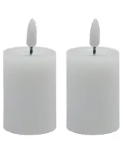 BIDKhome Set of 2 Flameless Pillar Candles NoSize White