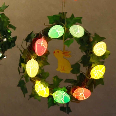Easter Wreath W/light For Front Door 9.84 In Easter Decoration Egg Wreath LED