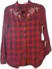 NWT Coco + Jameson Women's Red Plaid Long Sleeve Boho Blouse sz S