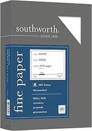 Southworth® 100% Cotton Business Paper, 8 1/2" x 11", 24 Lb, 100% Recycled, White, Box of 500