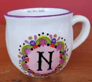 Natural Life Coffee Mug Personalized Initial N Live Love Laugh 16oz Floral B31