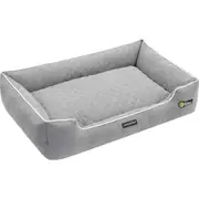 Paws & Claw 90x60cm Self Warming Walled Insulated Plush Bed Dog/Pet Large Grey