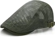 [Taidor] Men's Mesh Cap Breathable Summer Newsboy Hat Adjustable Beret Ivy Cap Irish Cabbie Driving Hunting Hats
