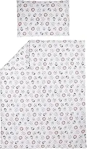 Meyco Baby Bedding Animal Cot Bed (Breathable Material, 100% Cotton Duvet Cover + Pillow Case, Machine Washable and Tumble Dry, 100 x 135 cm), Multi-Colour