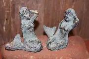Mermaid Book Shelf Decor, 3 1/4" TALL, Cast Iron Bronze Look, 2 of BL-63