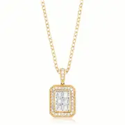 New York 14ct Yellow Gold Princess & Round Cut 1/4 CT of Diamonds Pendant