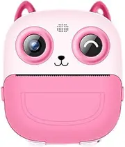 Justivana Kids Digital Camera Mini Printer 2.4inch 1080P Dual Cameras Portable Kid Camera with Memory Card for Kids Pink