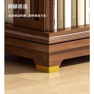 書櫃書架全實木360度旋轉置物架收納架可移動書櫃家用落地架