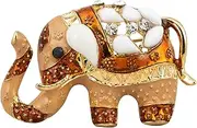 [Knighthood] Brooch Lapel Pin for Men Beige Enamel Elephant With Stone Detailing Broochfor Suit Tuxedo of Shirts Tie Hat Scarf, Standard, Brass Zinc, No Gemstone