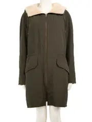 ARMY Yves Salomon Khaki Mink Fur Lined Mid Length Parka Coat