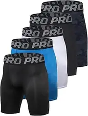 [Sanke] 5 Pack Men's Compression Shorts Camouflage Running Athletic Shorts Cycling Stretch Workout Cooling Underwear