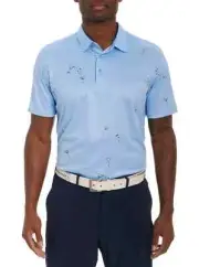 Robert Graham Men's Gibson Performance Polo Classic Fit Light Blue
