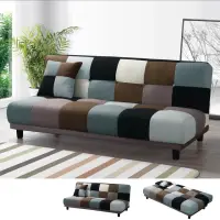 在飛比找momo購物網優惠-【BODEN】卡羅拼布沙發床/雙人椅/二人座沙發-贈抱枕