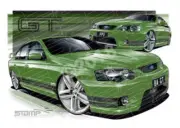 FPV BA GT BA GT ENVI BLACK STRIPES A3 FRAMED PRINT (FV005J)