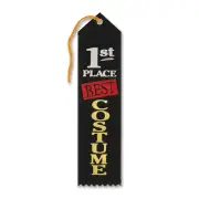 1st Place Best Costume Contest Halloween Party 8''x2'' Award Ribbon, Black Multi