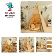 Teepee Tent with Padded Mat Bunting Banner Fairy Lights - Print Gingham Kids ...