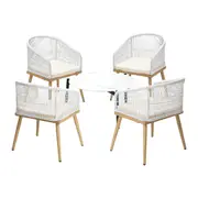 Livsip 5 Piece Outdoor Patio Setting Bistro Set Lounge Furniture Sets 70cm Table