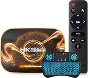 Android TV Box 10.0, 2023 HK1 RBOX R1 TV 4GB 128GB Smart Box for TV with RK3318 Chip Ultra HD 4K HDR H.265 AV1 USB 2.0 2.4G 5.8Ghz WiFi BT 5.0 with Backlit Mini Wireless Keyboard,4gb+128gb
