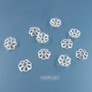 10 Sterling Silver 7mm (6.8mm) Openwork Floral Spacer Bead Caps #33861
