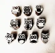 Owl Designs Set of 10 Pieces Wooden Printing Block Size 1 Inch Approx