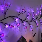 Halloween LED Rattan String Lights, Bat Vine Battery-Powered Decorative Branch Lamp for Indoor Outdoor Decor