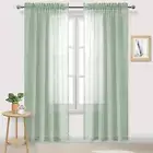 Sheer Curtains Semi Transparent Voile Rod Pocket Curtains for Bedroom and Living