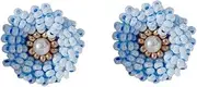 [RYEPOLNIX] Handmade Earrings Blue Flowers Gold Stamens Beaded Stud Earrings Summer Beach Sweet Cute Cool Girls Party Earrings/731