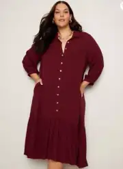 $20 SALE!! - Autograph Plus Size 24 Berry Slub Shirt Dress New with Tags