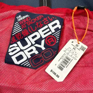 【Superdry】極度乾燥 男外套 深藍/紅 網眼 防風外套 暗袋 透氣 連帽 平輸品(防風外套)