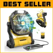 Lightweight Rechargeable Fan with LED Lantern & 4 Speed Settings for Travel
