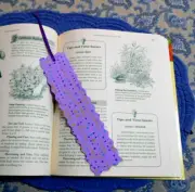 Bookmark Fabric or Cloth Purple with Polka Dots Handmade and Purple Ribbon