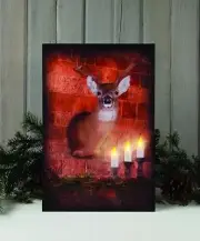 Radiance Lighted Mounted Deer Head & Candles Flickering Canvas~Christmas/Fall