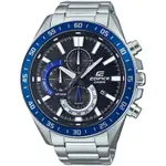 CASIO EDIFICE 簡約大方經典三針三眼計時腕錶-黑面X藍框(EFV-620D-1A2)/50.5MM