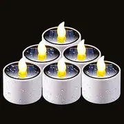 [Homemory] Solar Candles Outdoor Waterproof, Dusk to Dawn Outdoor Lighting, Reusable LED Tea Light Candles for Lantern Garden Camping and Home Decor, 2.3''x2'', Pack of 6