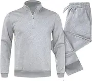 [Generic] Men's Two Piece Tracksuit Long Sleeve Pullover And Jogging Pants Solid Color Tracksuit Tracksuit Set