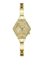 GUESS Gold Audrey Glitz Hexagonal Link Watch