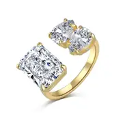 ANYCO Ring S925 Sterling Silver Adjustable Open Clear White CZ 5A 18K Gold Plated Pear Shape Engagement Rings Jewelry Women