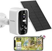 Noonkey 4MP Wireless Solar Security Cameras Outdoor, Battery Powered WiFi Security Camera with Bulb and Siren Alarm, AI Detection for Home Security, Vision