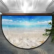 Vast Sea Pattern Half Round Entrance Door Mat Non-Slip Rubber Backing Welcome Doormat Shell Beach Front Door Mat Durable Outdoor and Indoor EntryWay Dirt Trapper Floor Mat
