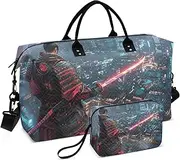 [ZRYSMY] Duffel Bag for Traveling, City Cyberpunk Sword Travel Bag Gym Bag, with Multiple Interior Pockets Shoulder Weekender Bag for Women Men with Toiletry Bag 20.5L x 1.9W x 13.8H, Multi-Colored, one