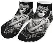 [QMNVBDS] Angel Portrait Style Socks Ankle Length Socks Casual Short Socks for Women Men Low Cut Sports Socks Running Socks No Show Socks Ankle Socks Athletic Socks Workout Socks, Style, One Size, Style