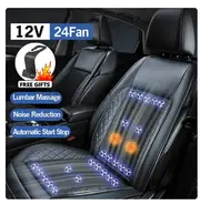 DC 12V Cooling Car Seat Cushion Summer Cool Blowing With Massage Seat Covers Ventilation Automatic Switch Seat Car Accessories 24 Fan 12V Massagers