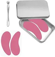 Silicone Under Eye Patches, 1 Pair Reusable Gel Eye Pads for Wrinkles & Fine Lines, Cooling and Heating Eye Mask with Metal Applicator, Tin Case, (Pink)