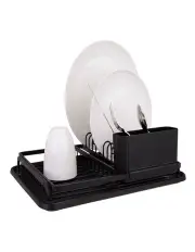 [d.line] Aluminium Dish Rack W/ Draining Board Black