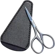 Beard Styling Tool Set: 2x Small Stainless Steel Scissors for Mustache Eyebrows Hair Trimming Easy to Carry Pouch