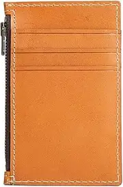 COOKX Men's and Women's Handmade Coin Purse Leather Zip Coin Bag Short Small Wallet Card Case