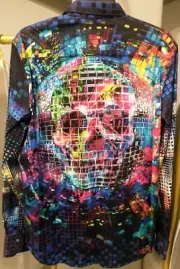 Robert Graham DISCO SKULL $328 Medium NWT Classic Fit M ***WOW***