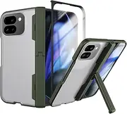 [YQODSZ] for Google Pixel 9 Pro Fold Case with Kickstand, Matte Transparent Google Pixel Fold 2 All-Inclusive Case Hinge Protection Screen Protector Slim Case Cover for Google Pixel 9 Pro Fold Green